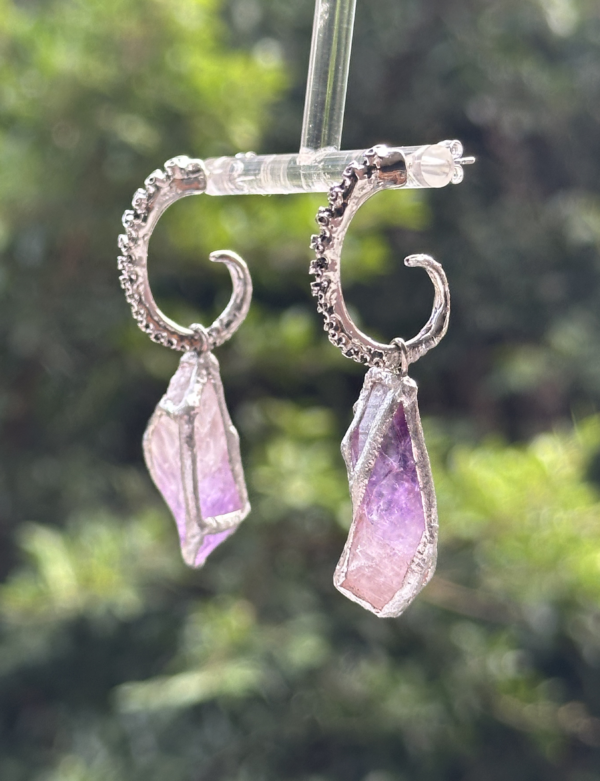 lavender amethyst hoops