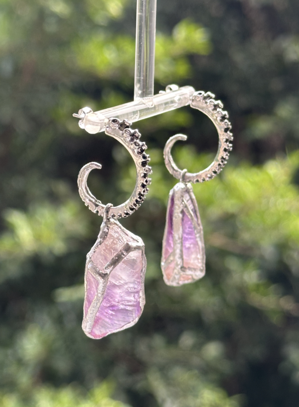 lavender amethyst hoops