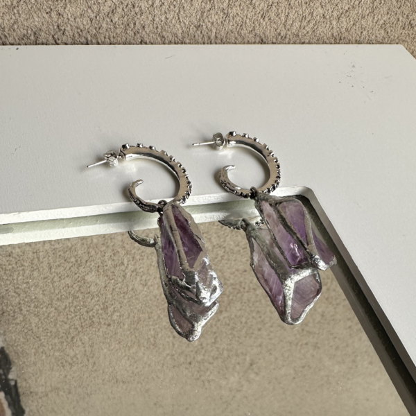 lavender amethyst hoops