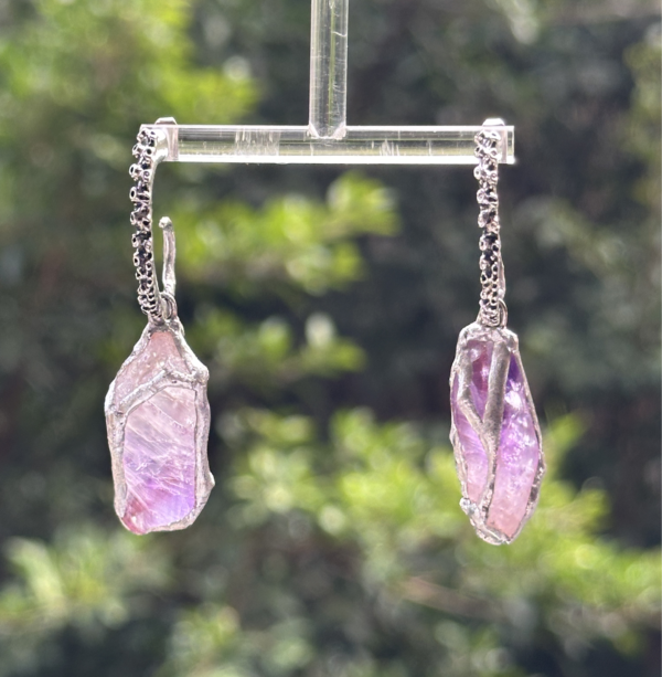lavender amethyst hoops