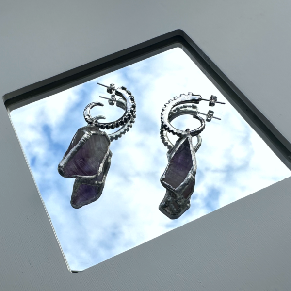 lavender amethyst hoops